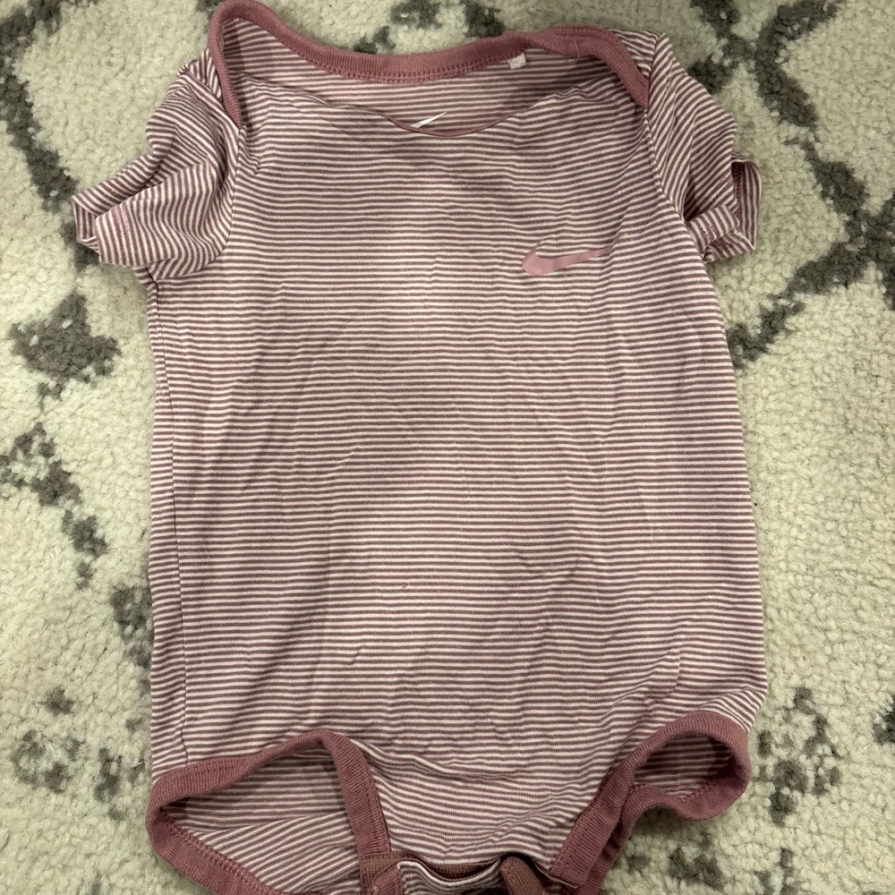 Nike Mauve Striped Infant One-Piece Bodysuit